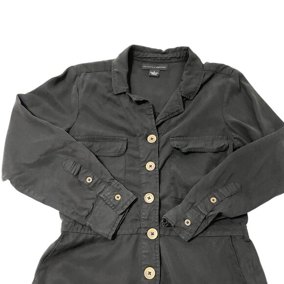 Anthropologie Sanctuary Utility Long Sleeve Jumpsuit Classic Black size Small - Picture 2 of 7